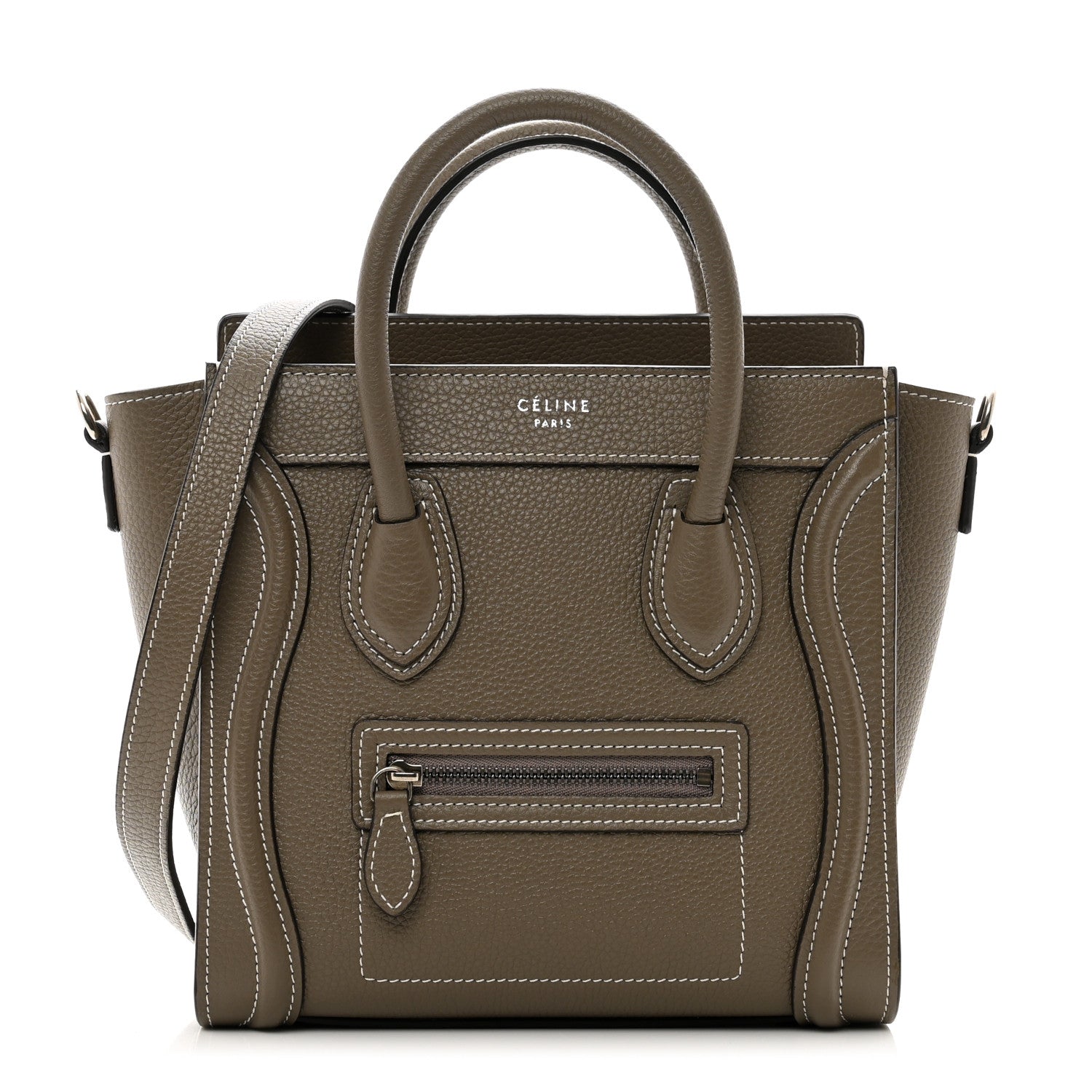 Celine Drummed Calfskin Nano Luggage Souris 1 of 9