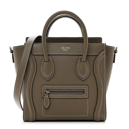 Celine Drummed Calfskin Nano Luggage Souris 1 of 9