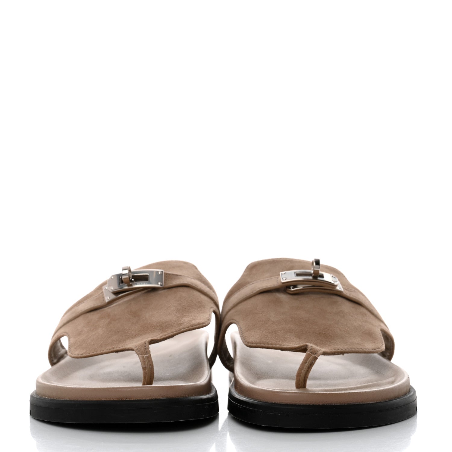 Hermes Suede Goatskin Womens Empire Sandals 40 Beige Sable 2 of 8