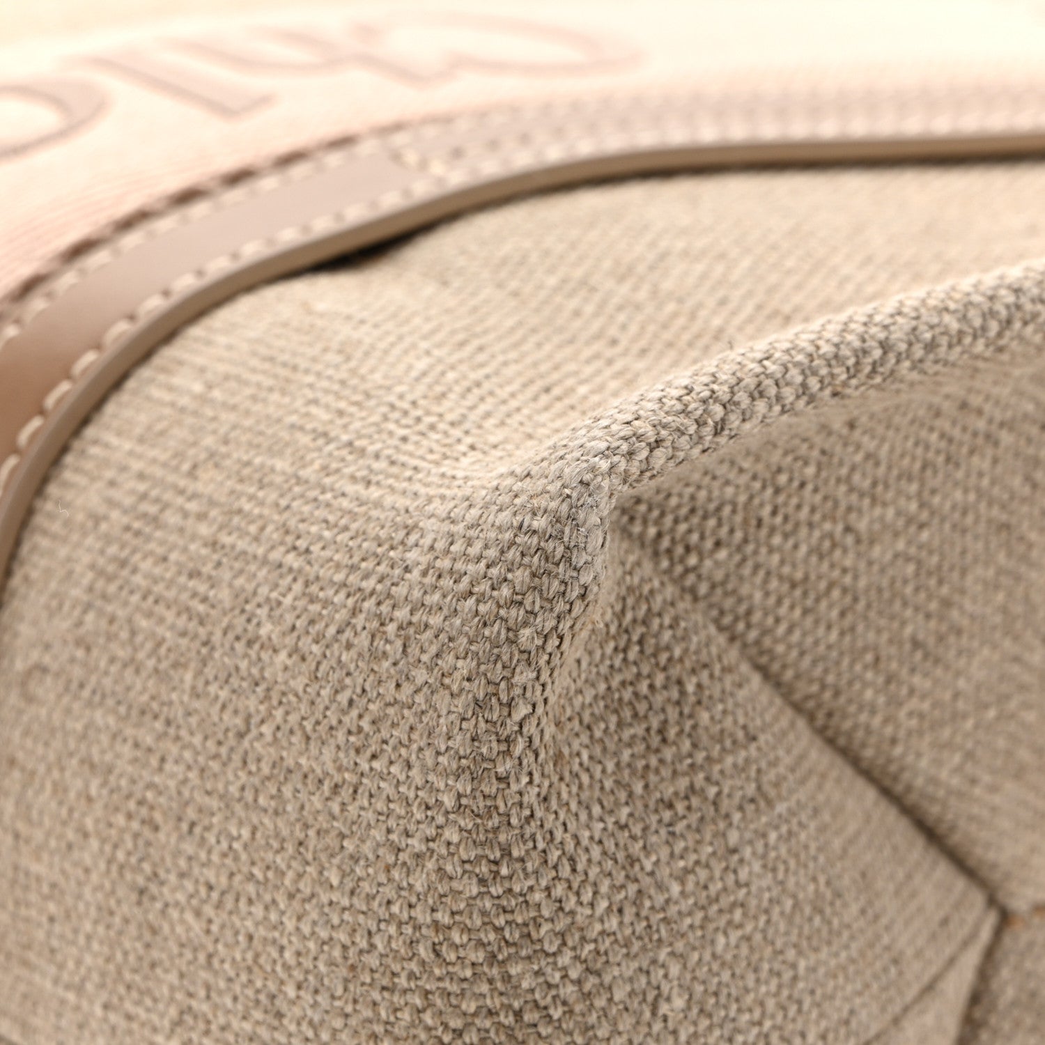 Chloe Linen Calfskin Medium Woody Ribbon Tote Blushy Beige 11 of 12