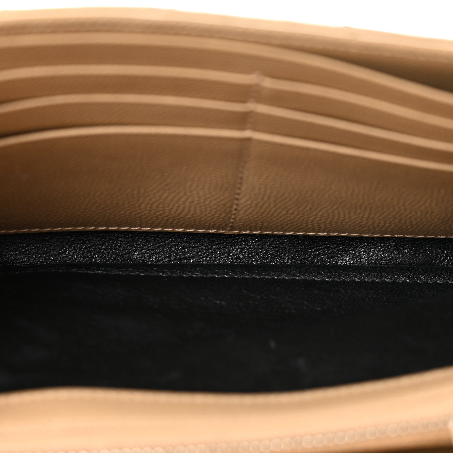Saint Laurent Grain De Poudre Matelasse Chevron Monogram Flap Wallet Dark Beige 5 of 11