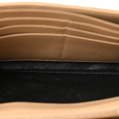 Saint Laurent Grain De Poudre Matelasse Chevron Monogram Flap Wallet Dark Beige 5 of 11