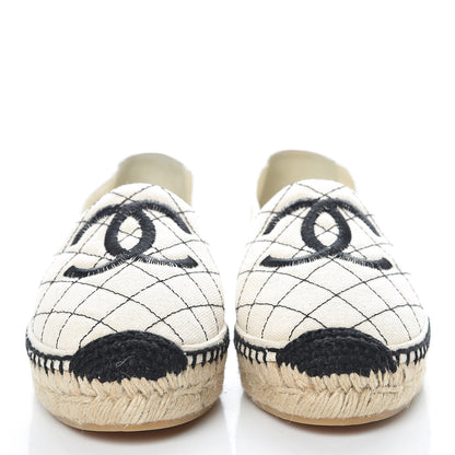 Chanel Fabric Biarritz CC Espadrilles 37 Beige Black 2 of 12
