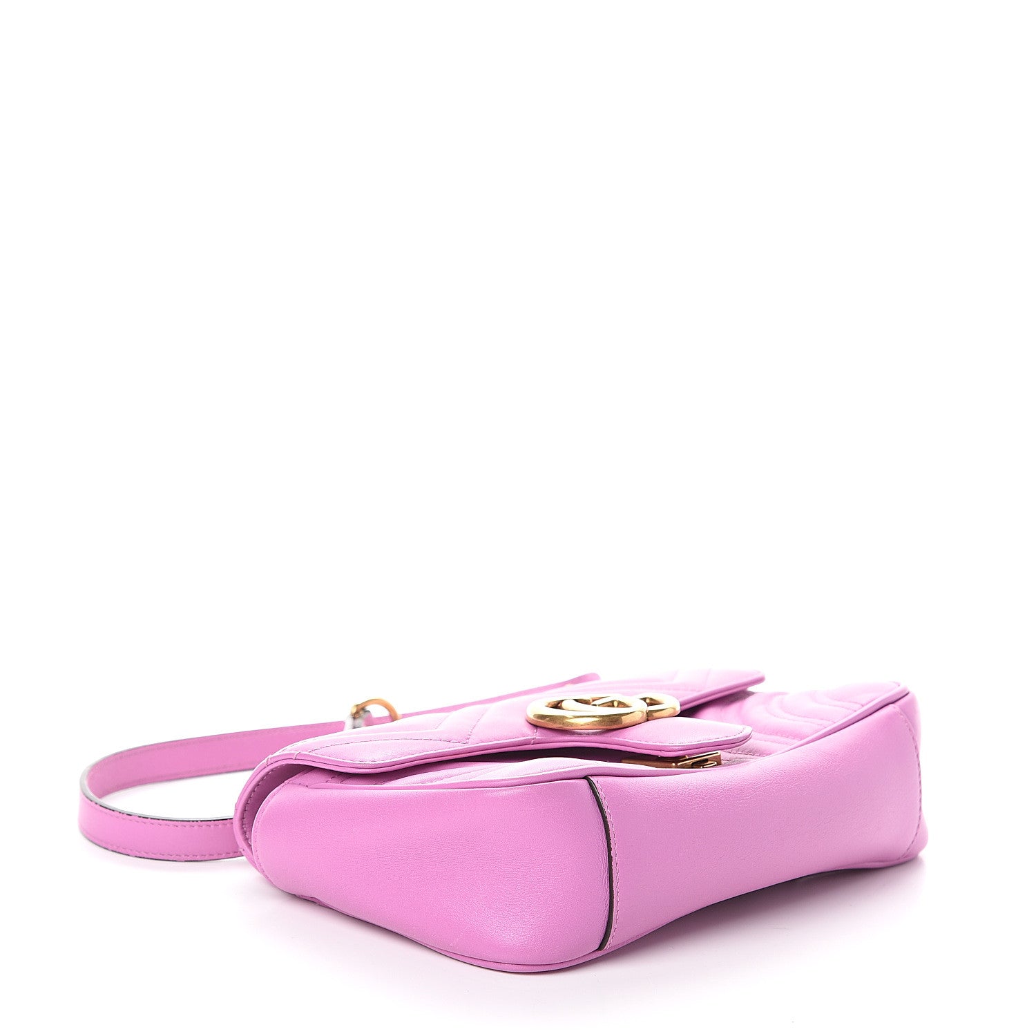 Gucci Calfskin Matelasse Mini GG Marmont Shoulder Bag Candy Mousse 3 of 7