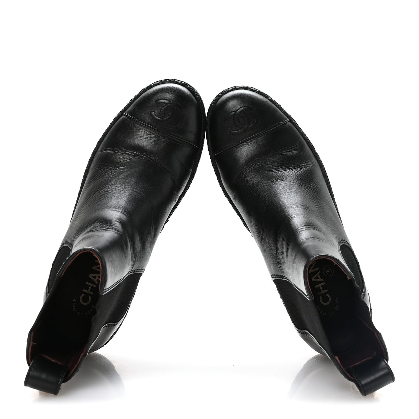 Calfskin Cap Toe CC Ankle Boots 37 Black