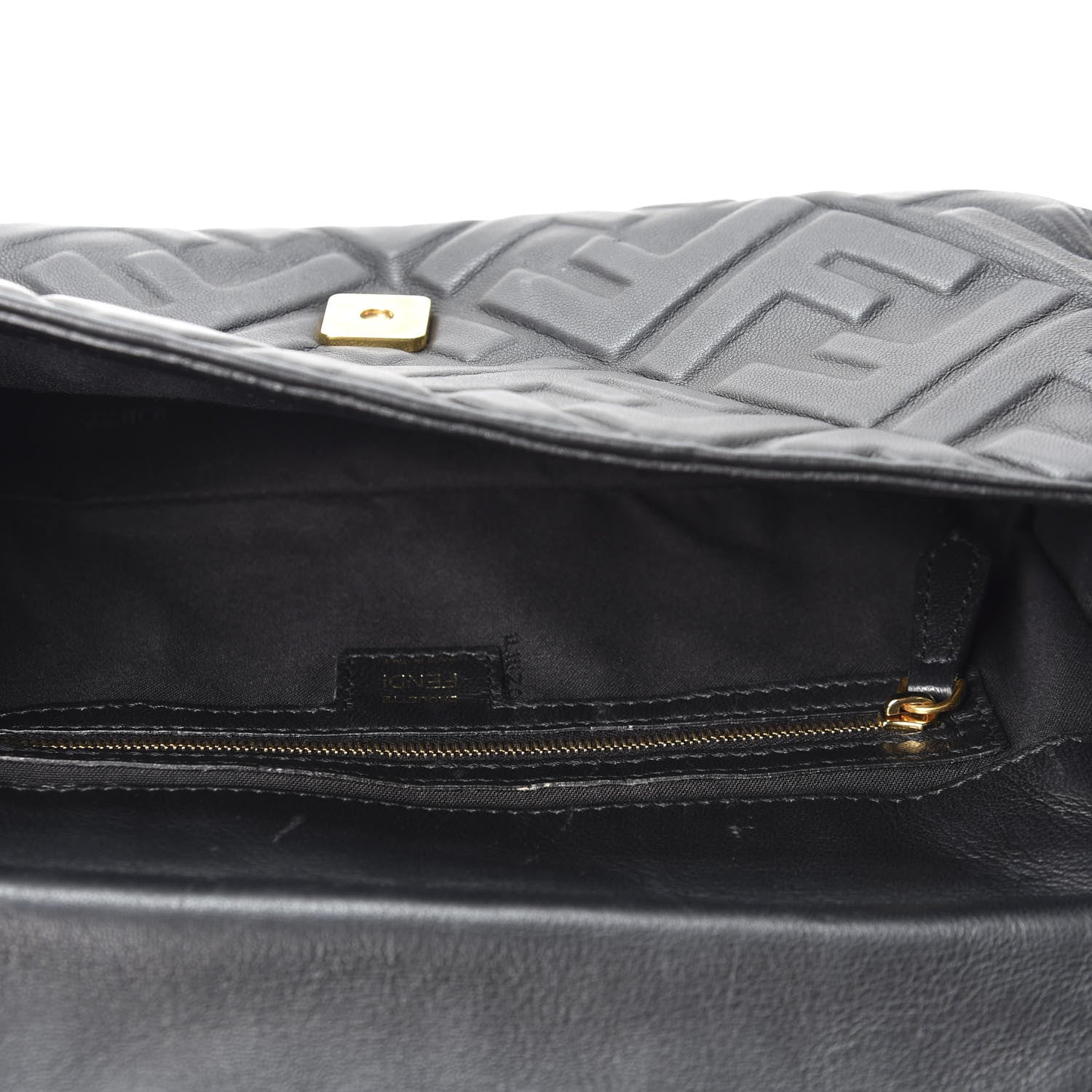 Fendi Nappa FF 1974 Embossed Baguette Black 4 of 12