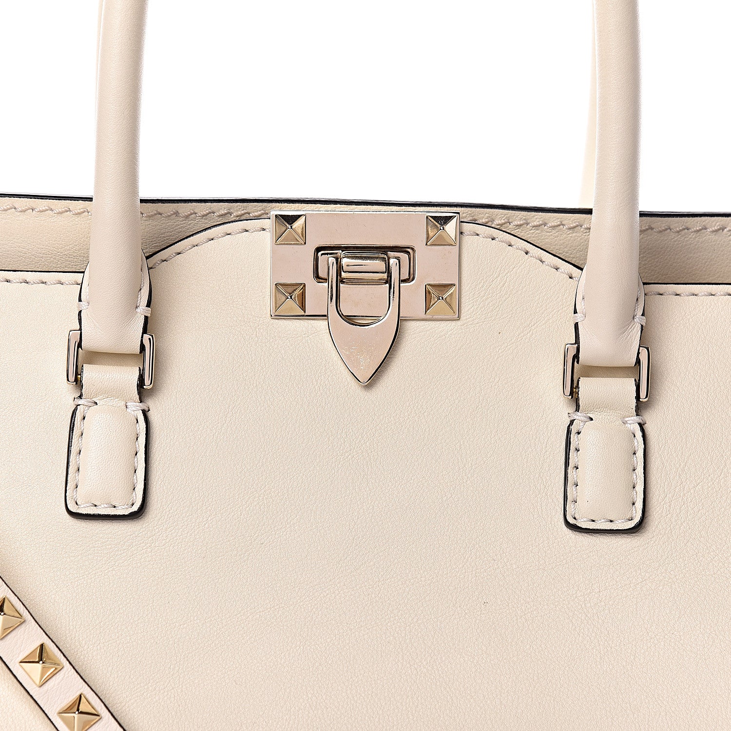 Valentino Garavani Vitello Rockstud Double Handle Tote Ivory 13 of 13