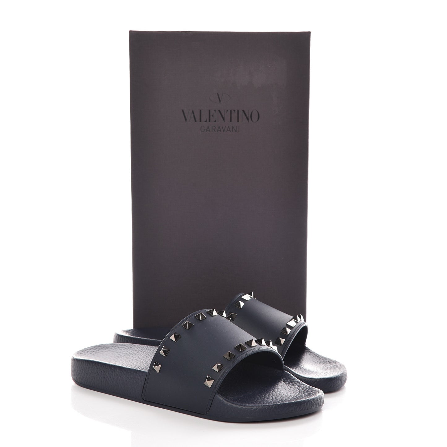 Rubber Rockstud Slide Sandals 40 Marine