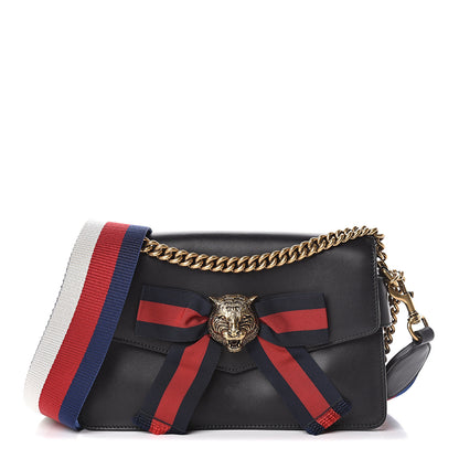 Gucci Nappa Sylvie Web Tiger Broadway Shoulder Bag Black 1 of 15