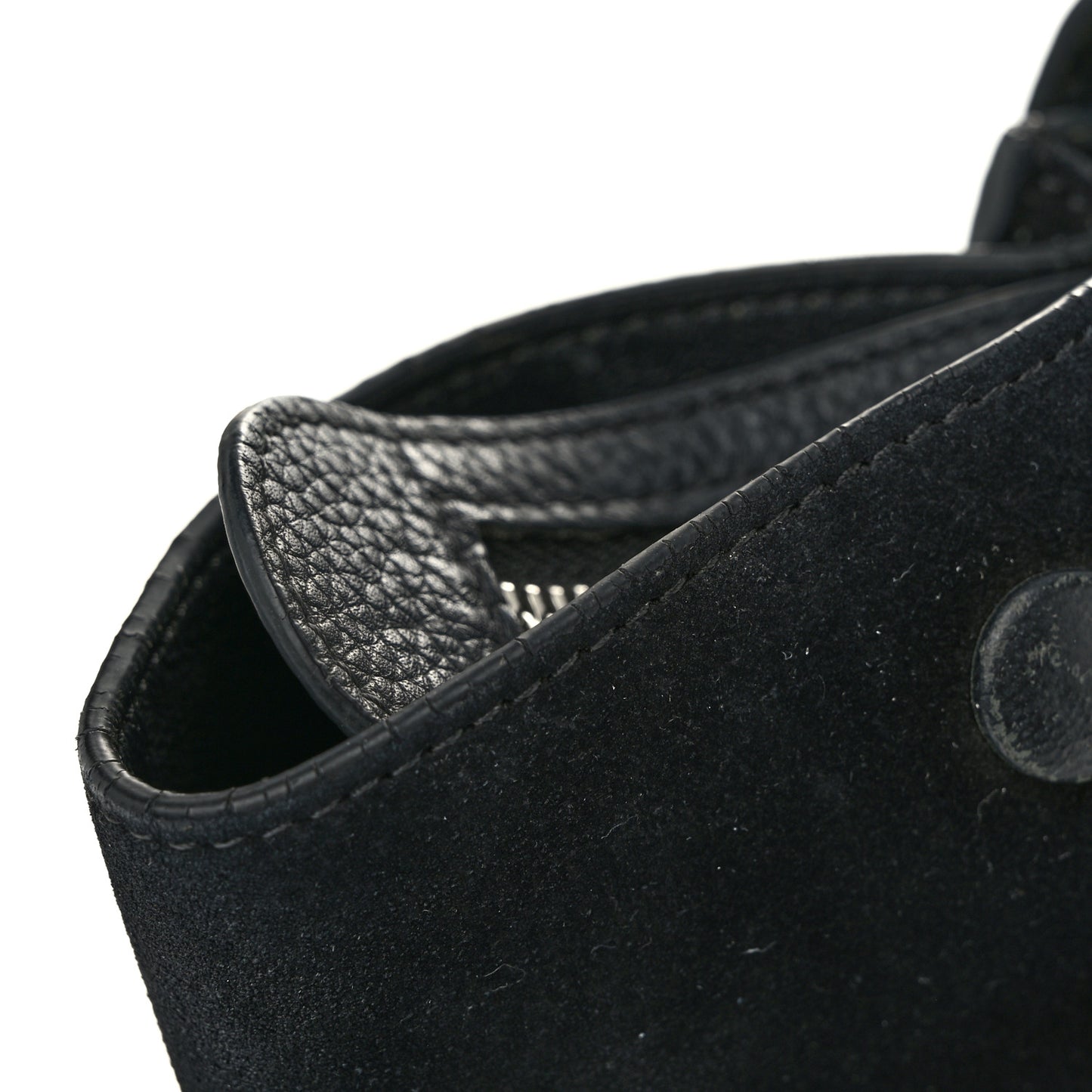 Drummed Calfskin Suede Small Trapeze Black