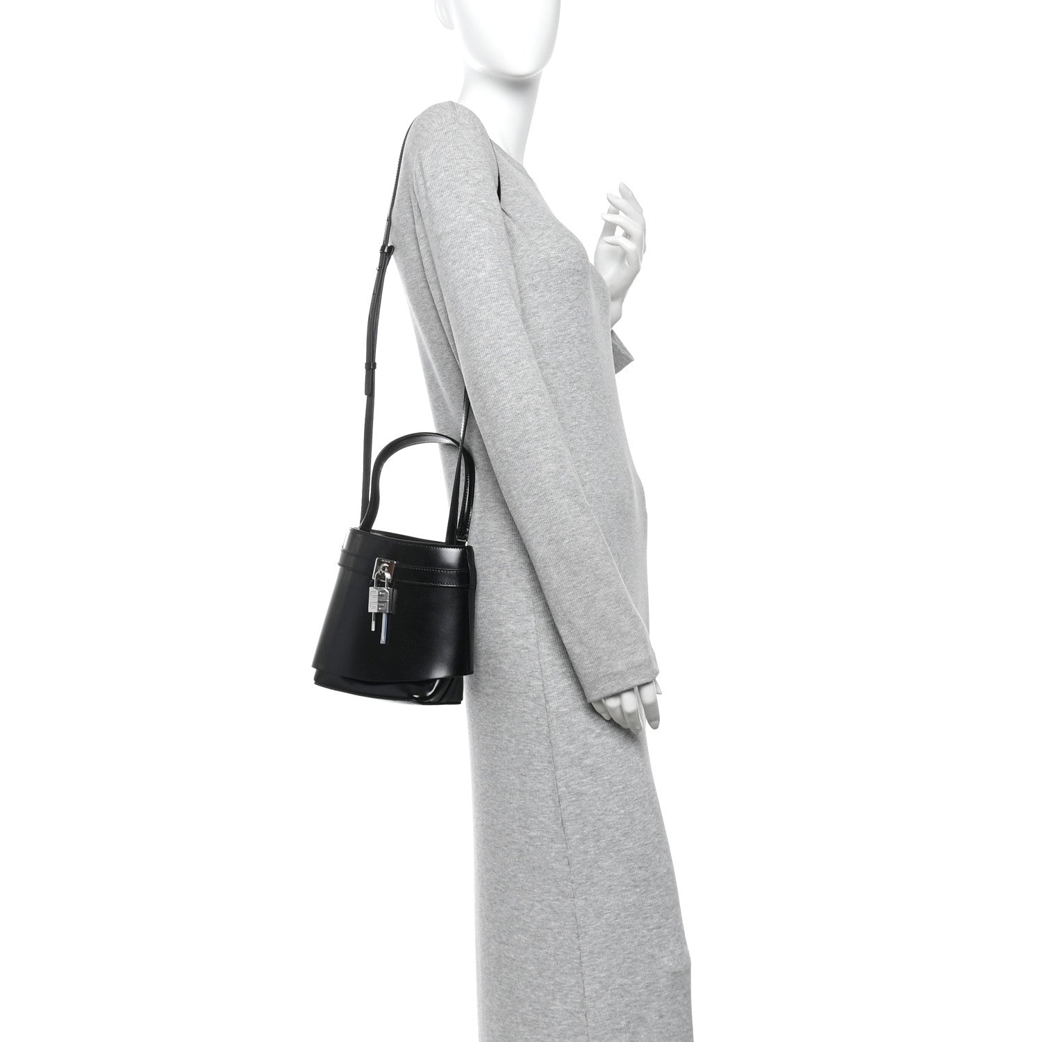 Givenchy Box Calfskin Shark Lock Bucket Bag Black 2 of 9