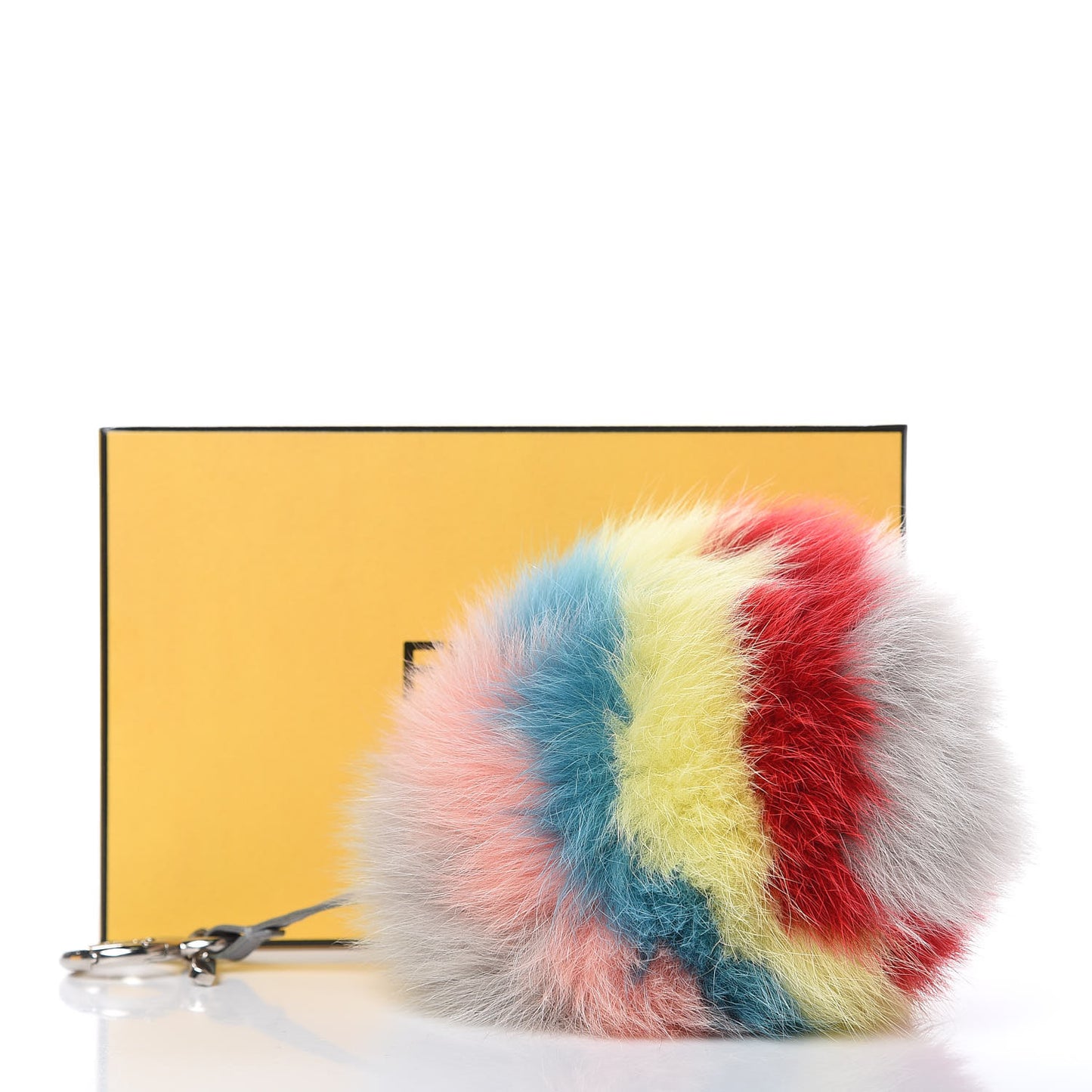 Fox Fur Rainbow Pom Pom Bag Charm Red Multicolor