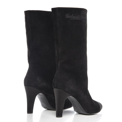 Chanel Suede Calfskin Satin Gabrielle Cap Toe Short Boots 38 Black 4 of 12