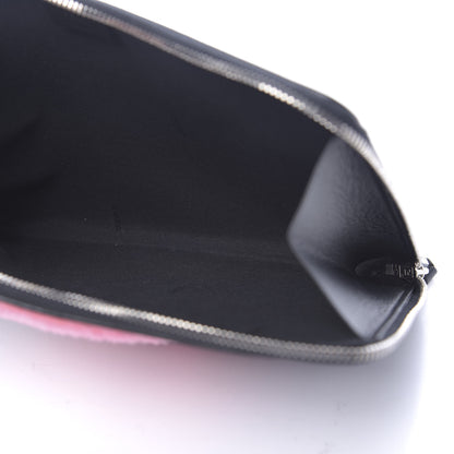 Fendi Vitello Dolce Shearling Lightbulb Zip Around Pouch Black Bubblegum 6 of 8