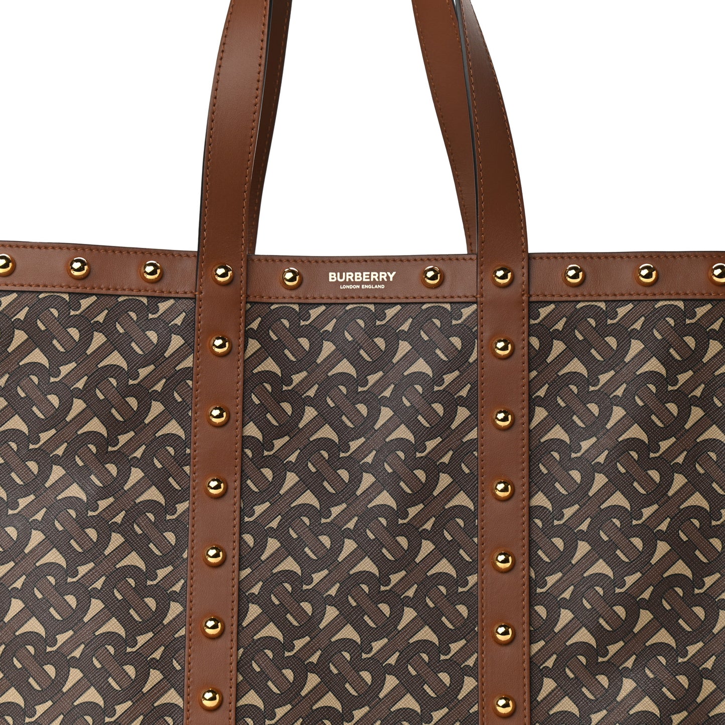 E-Canvas Monogram Studded Book Tote Bridle Brown