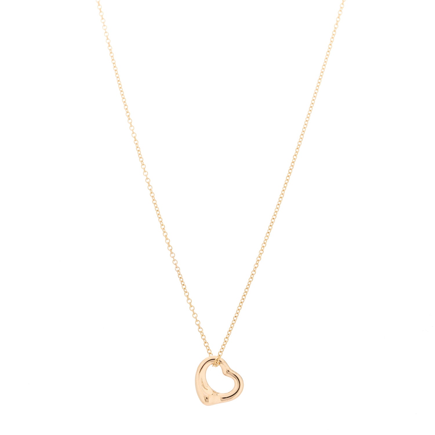Tiffany 18K Rose Gold 11mm Elsa Peretti Open Heart Pendant Necklace 1 of 6