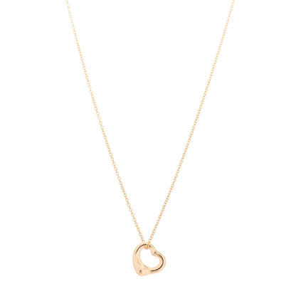 Tiffany 18K Rose Gold 11mm Elsa Peretti Open Heart Pendant Necklace 1 of 6