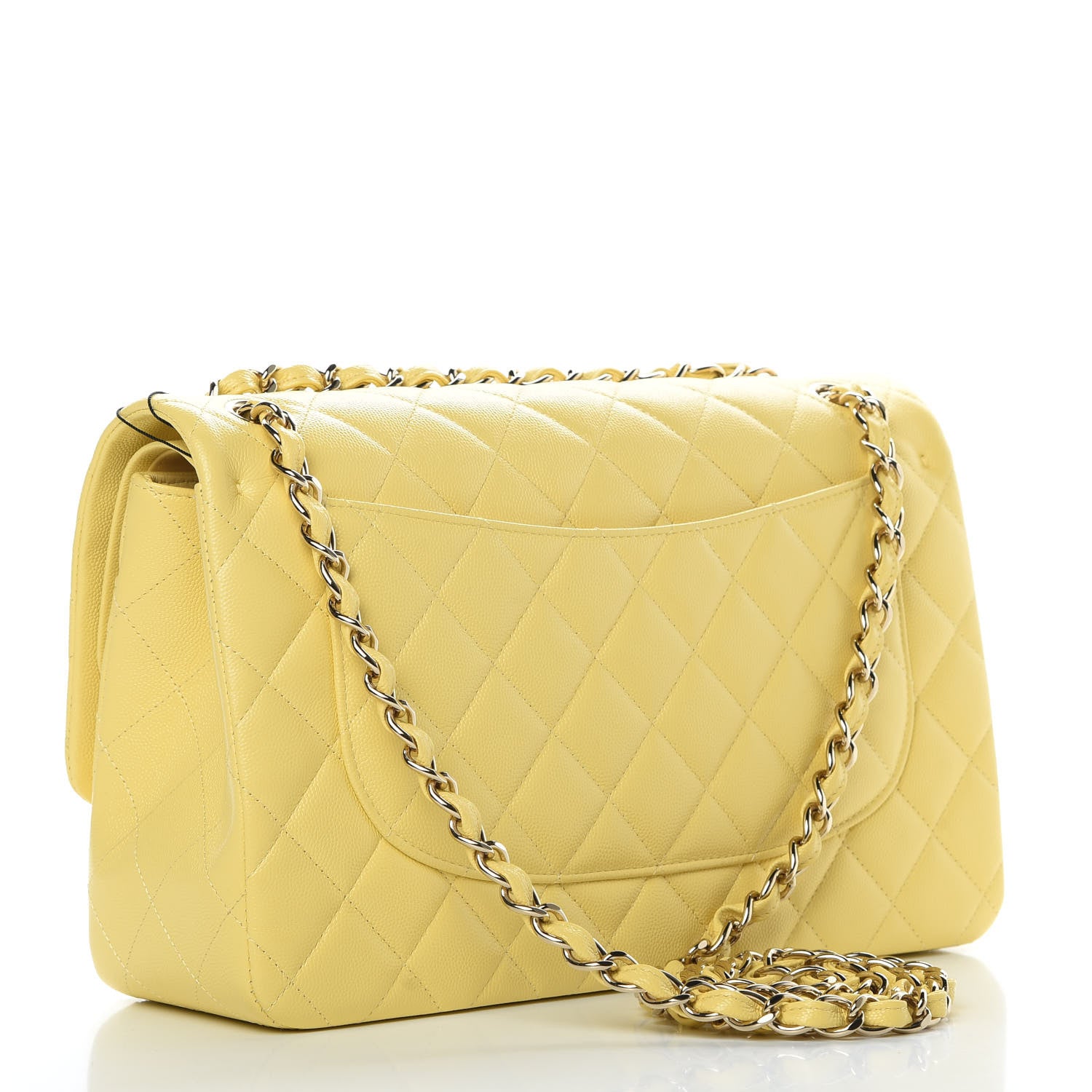 Chanel Caviar Quilted Jumbo Double Flap Yellow 3 of 11