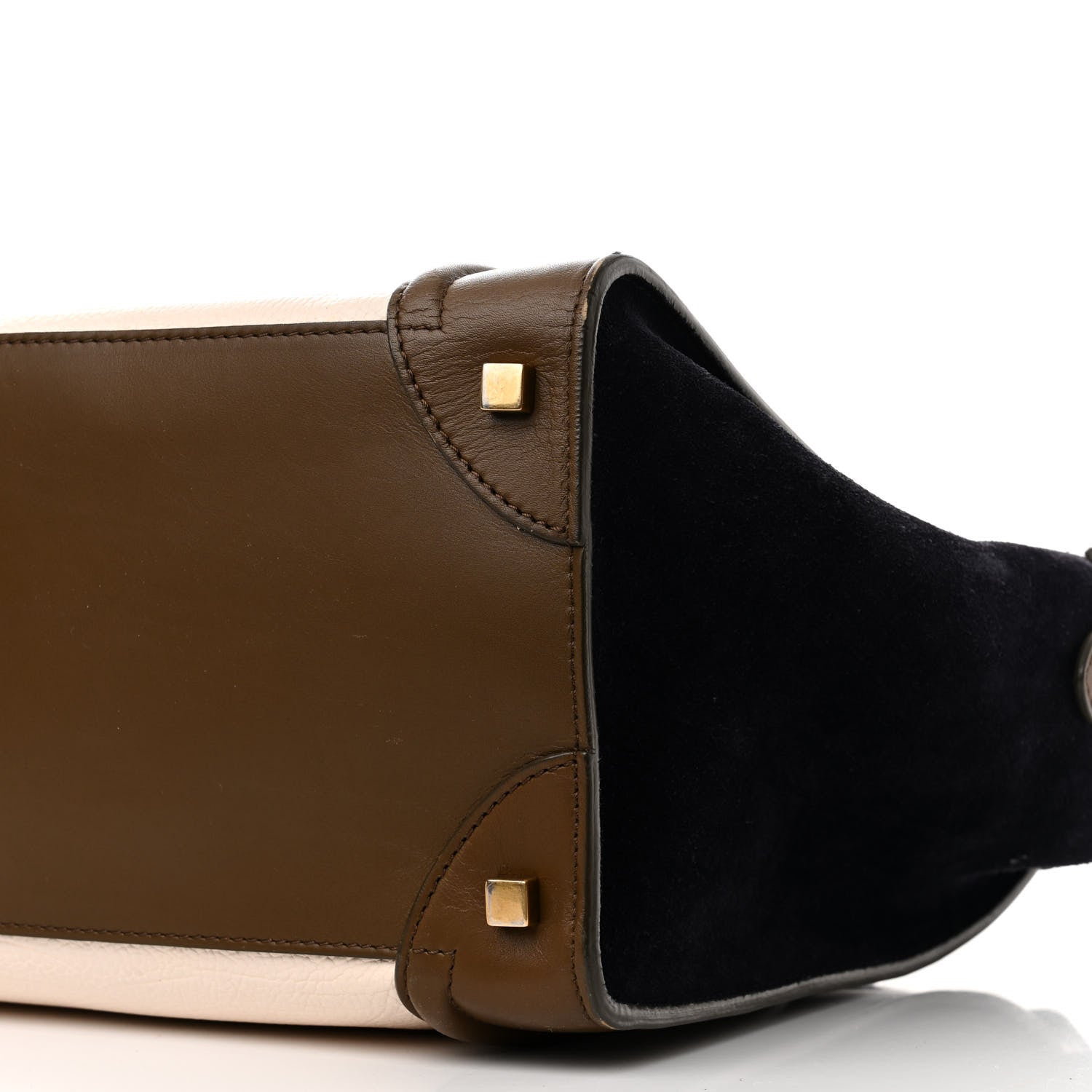 Celine Textured Calfskin Suede Tri-color Mini Luggage Cream 9 of 17