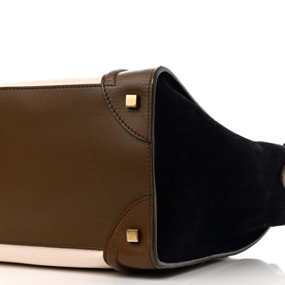 Celine Textured Calfskin Suede Tri-color Mini Luggage Cream 9 of 17