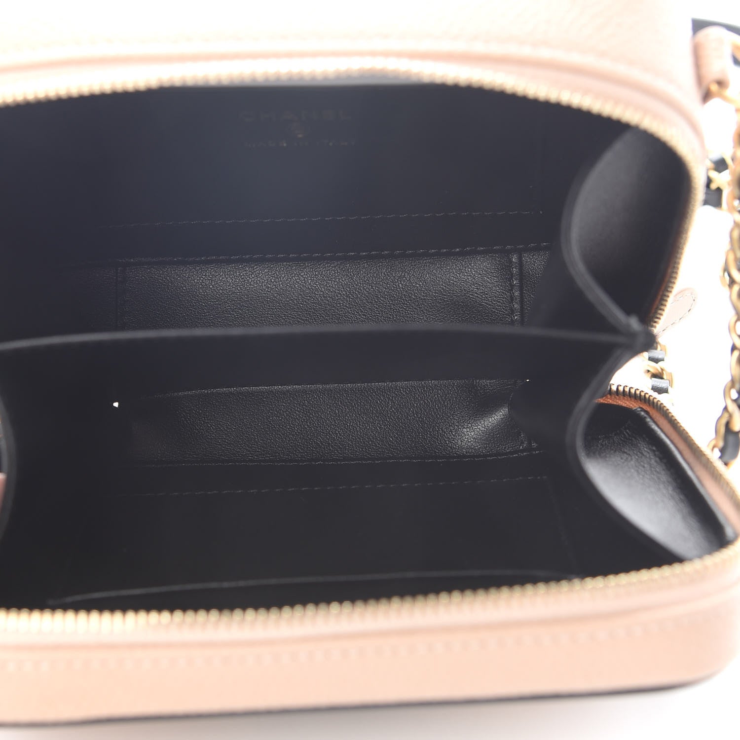 Chanel Caviar Quilted CC Filigree Vanity Clutch With Chain Beige Black 5 of 9