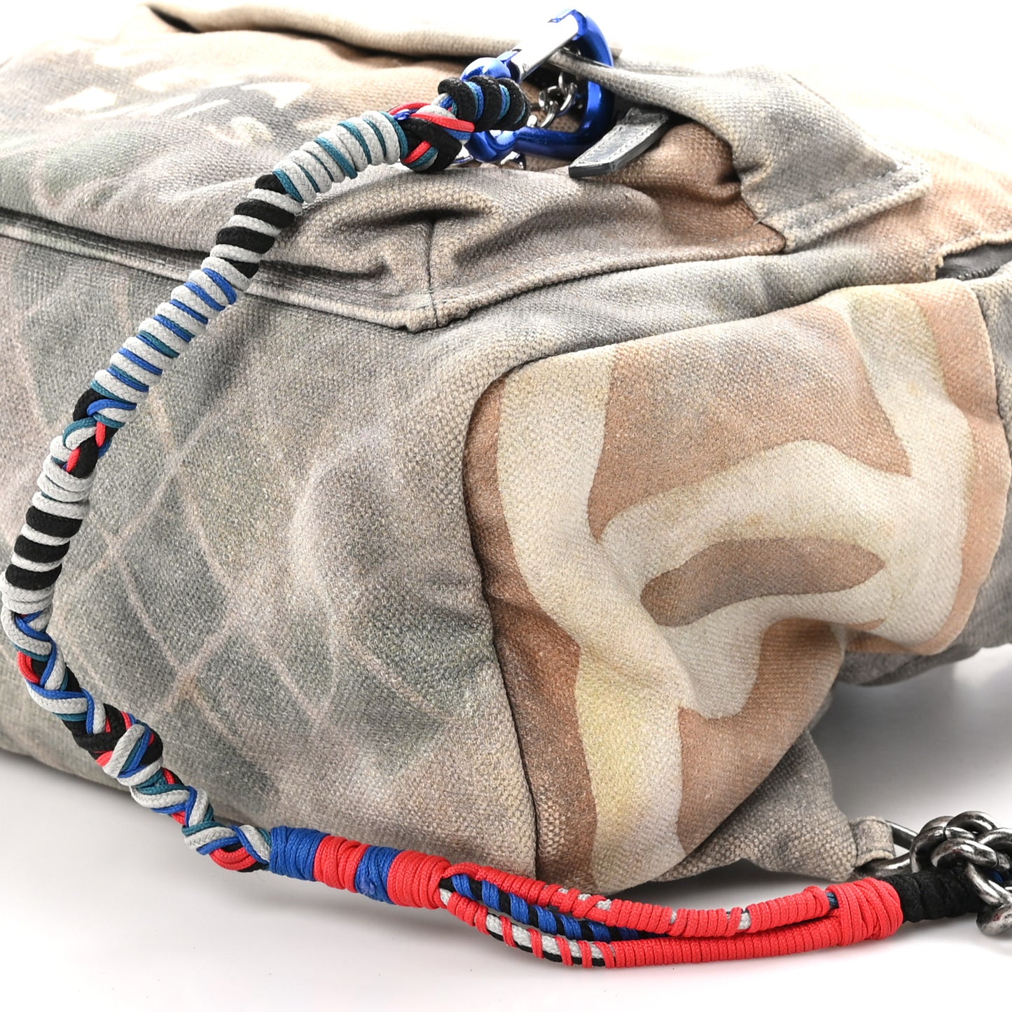 Graffiti Printed Canvas Medium Backpack Grey