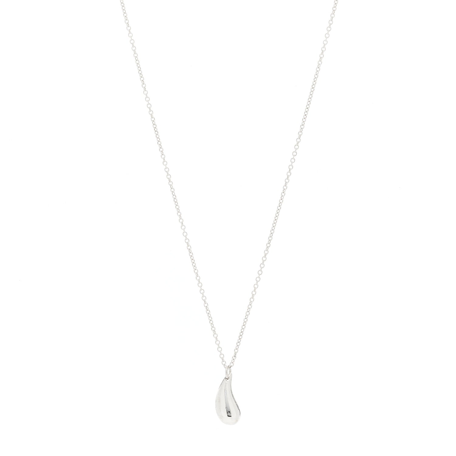 Tiffany Sterling Silver 12mm Elsa Peretti Tear Drop Pendant Necklace 1 of 4