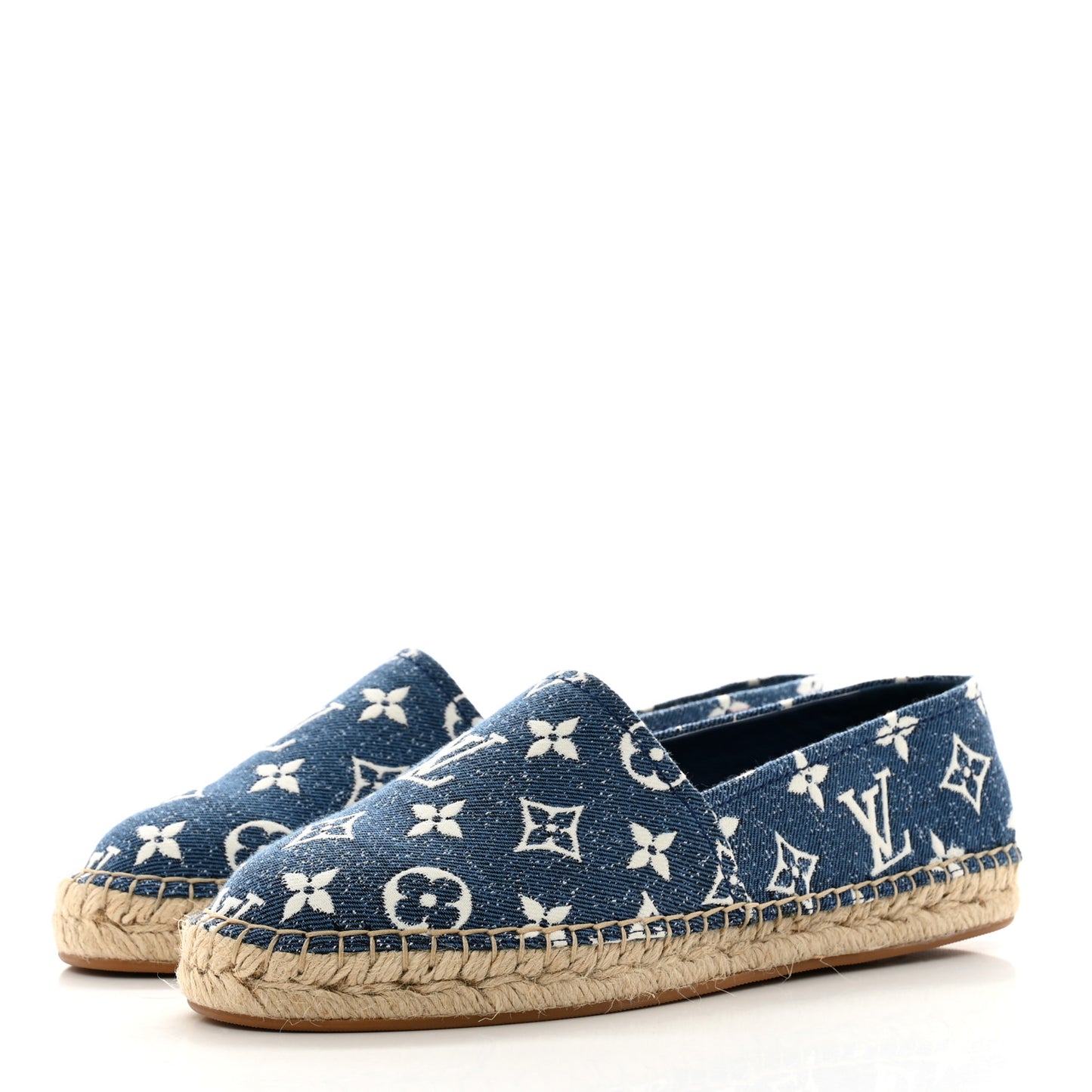 Monogram Denim Starboard Espadrille Flats 38 Blue