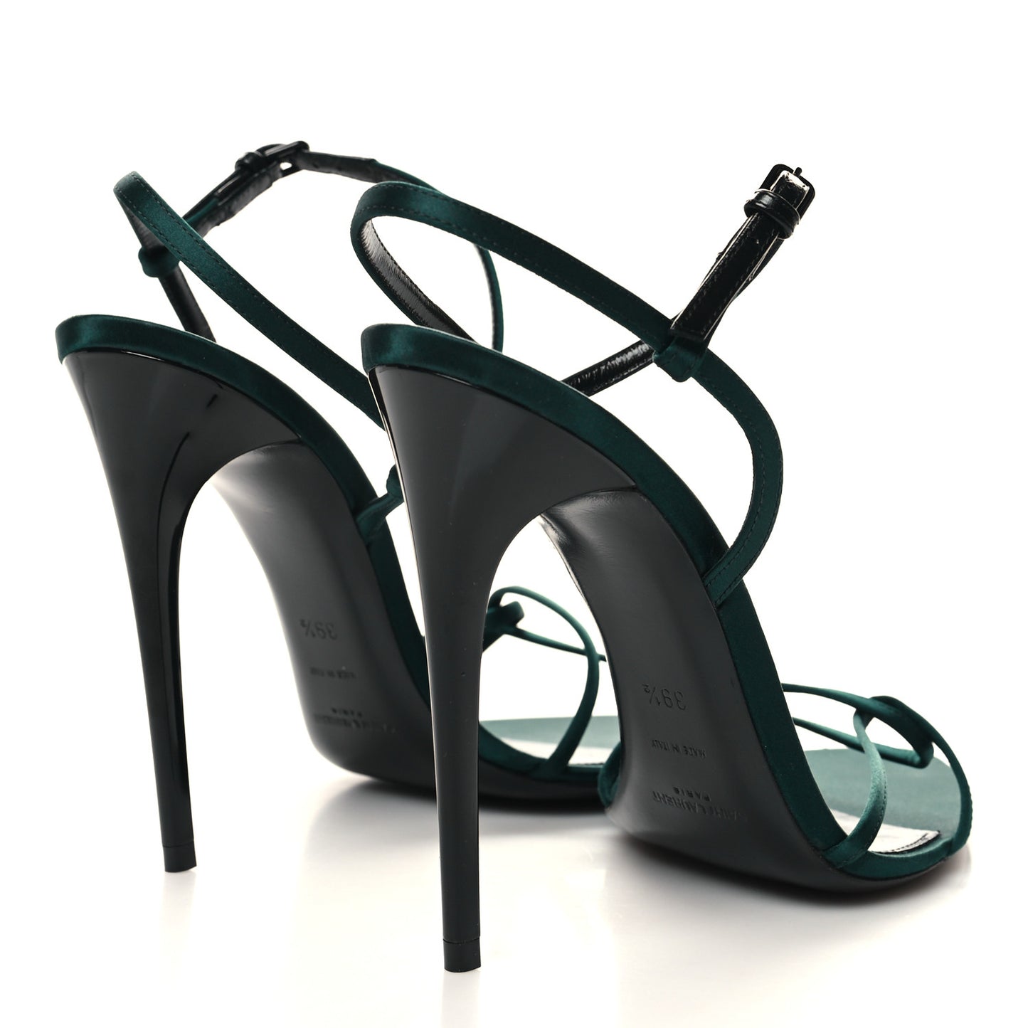 Crepe Satin Clara 110 Ankle Strap Sandals 39.5 Dorian Green