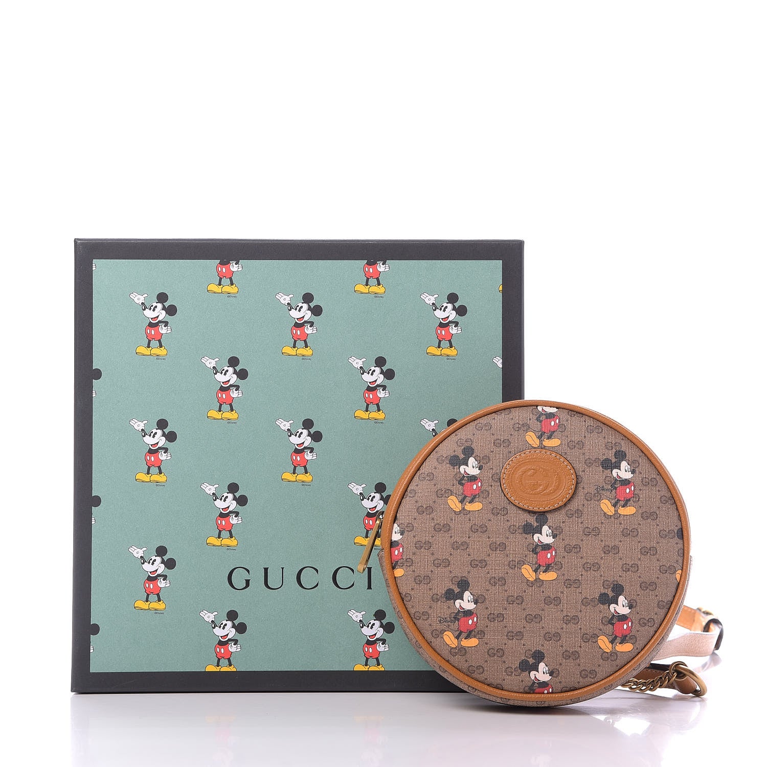 Gucci X DISNEY Mini Vintage GG Supreme Monogram Mickey Mouse Round Backpack Beige Vintage Sun Oil 11 of 11