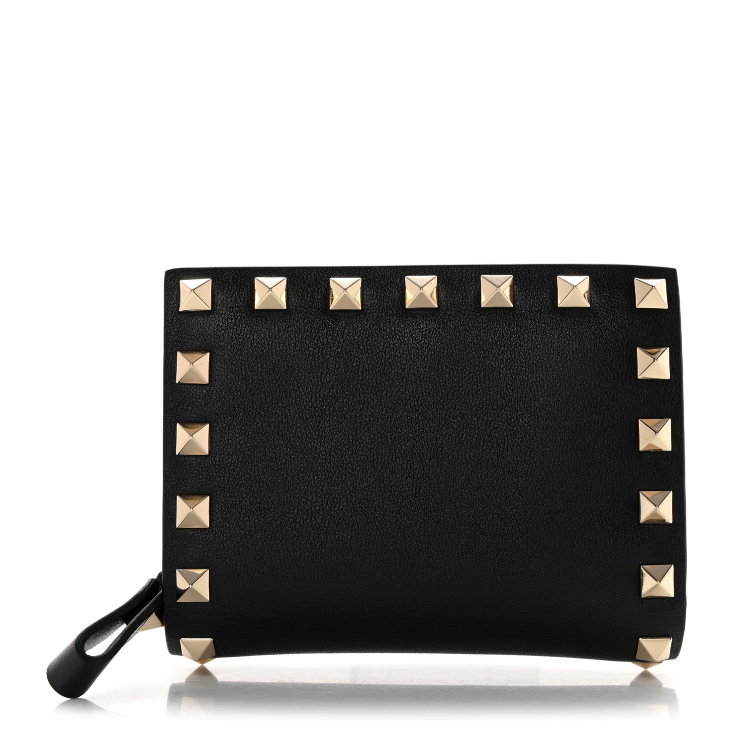 Valentino Garavani Vitello Rockstud Compact Zip Around Wallet Black 1 of 7