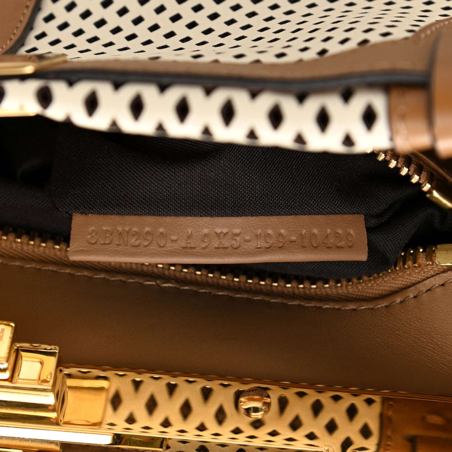 Fendi Calfskin Lambskin Perforated Medium Peekaboo Iconic Satchel White 8 of 10