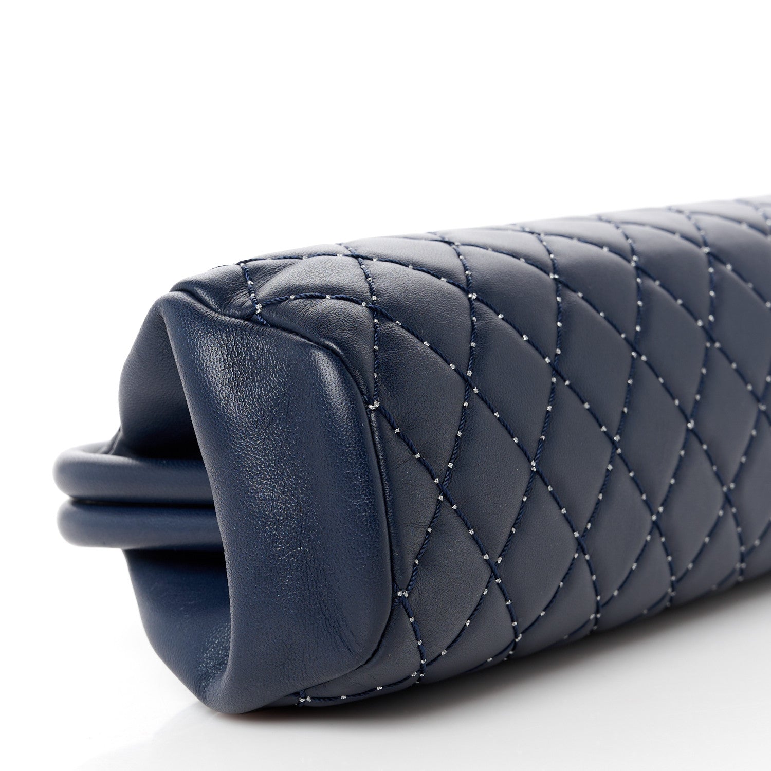Chanel Lambskin Stitched Timeless Clutch Navy 9 of 10