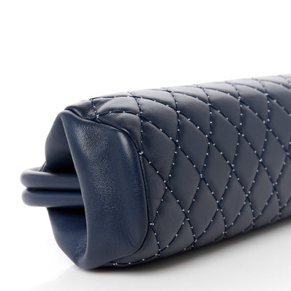Chanel Lambskin Stitched Timeless Clutch Navy 9 of 10