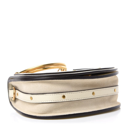 Chloe Calfskin Suede Small Nile Bracelet Bag Off White 4 of 9