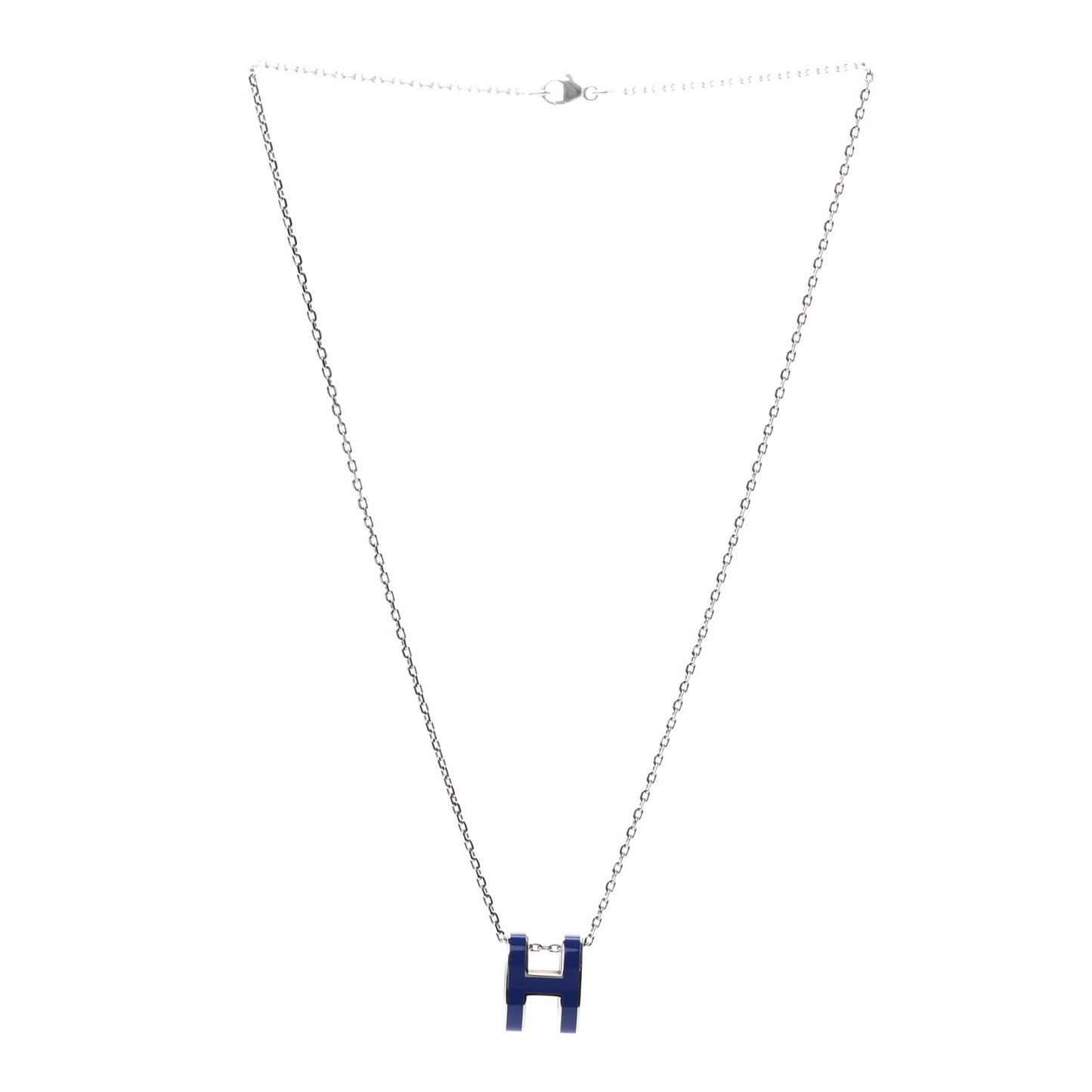 Lacquered Palladium Pop H Pendant Necklace Bleu Royal