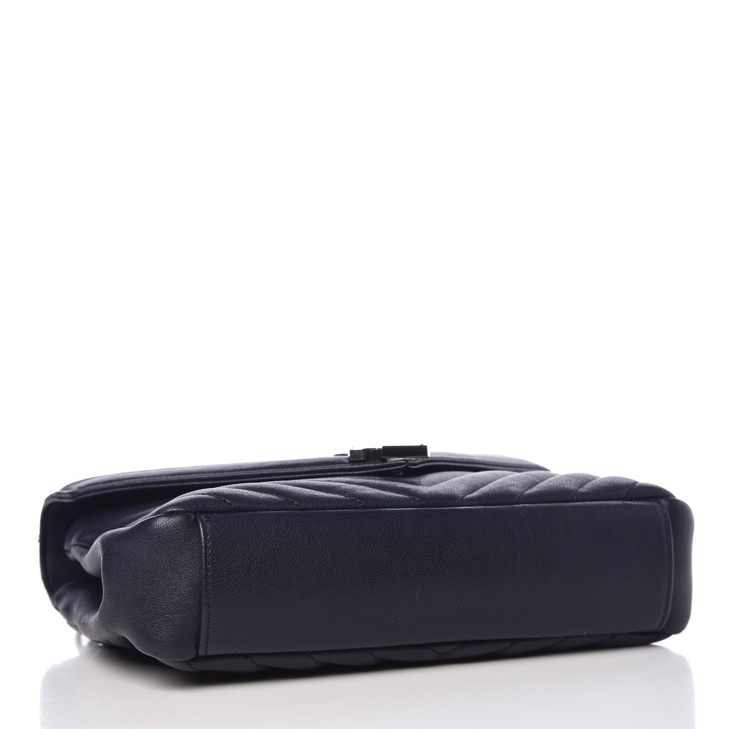 Saint Laurent Sheepskin Matelasse Chevron Monogram Medium College Bag Deep Marine 3 of 27