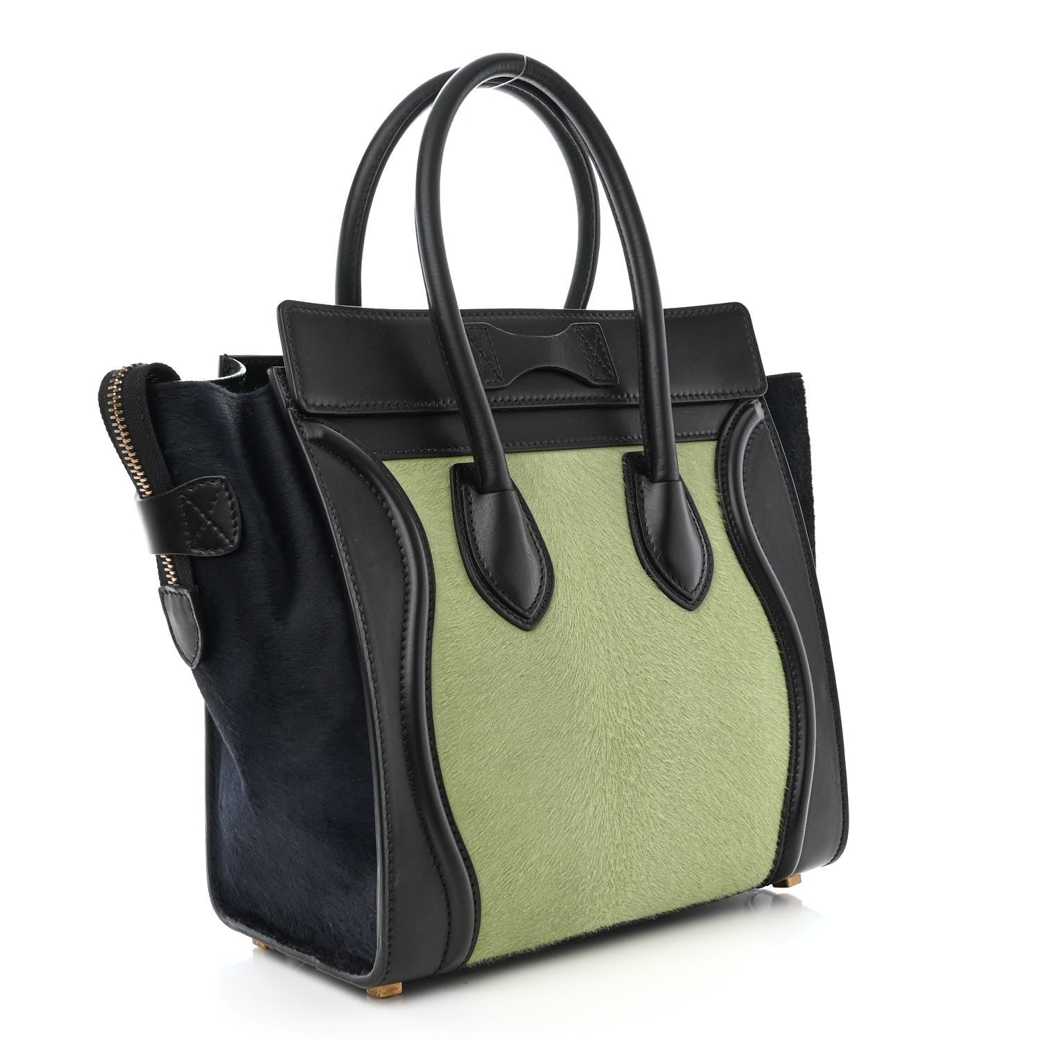 Celine Pony Hair Smooth Calfskin Micro Tri-Color Luggage Pistachio Black 3 of 12