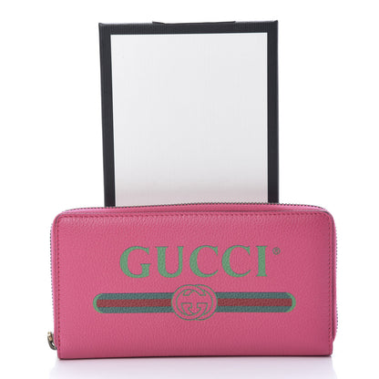 Gucci Grained Calfskin Logo Zip Around Wallet Box Pink Green 8 of 8