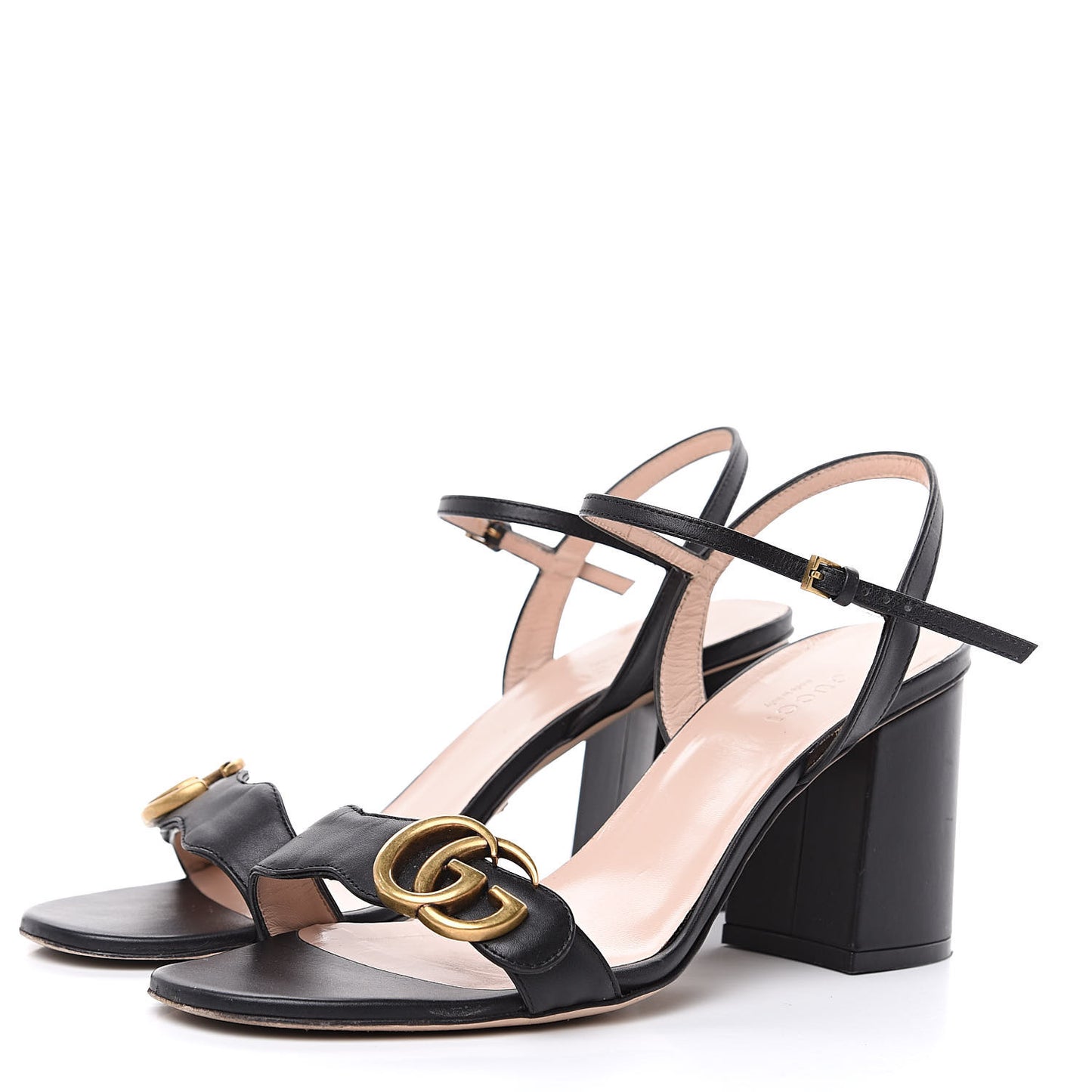 Lifford Calfskin GG Marmont Ankle Wrap 75mm Sandals 39 Black
