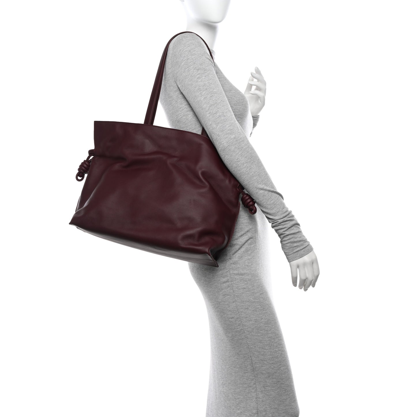 Calfskin Large Flamenco Knot Bag Dark Burgundy