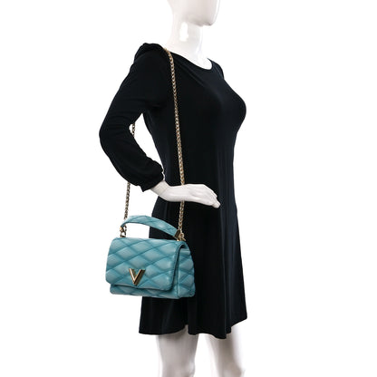 Louis Vuitton Lambskin Malletage Top Handle GO-14 MM Lagoon 2 of 11