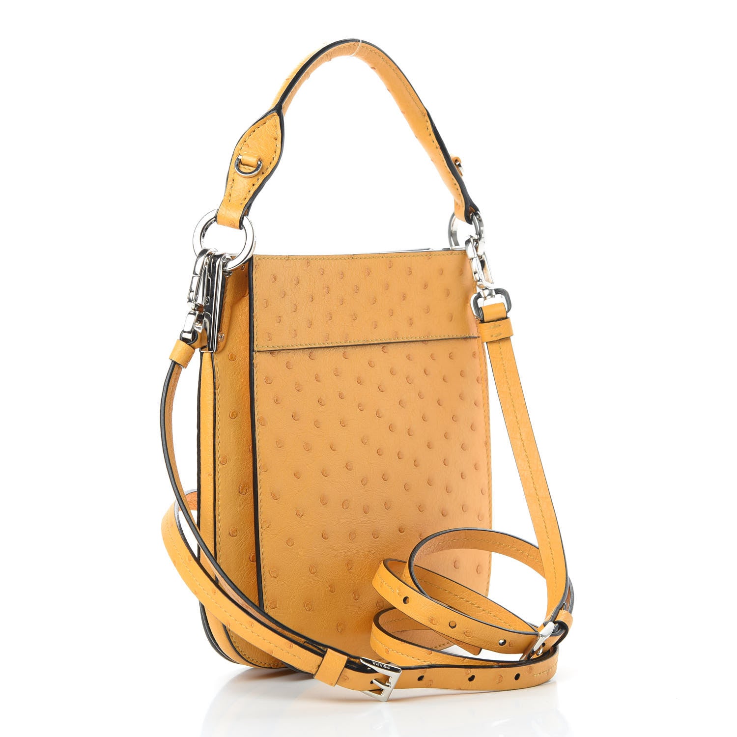 Prada Ostrich Small Margit Hobo Shoulder Bag Mimosa 3 of 10