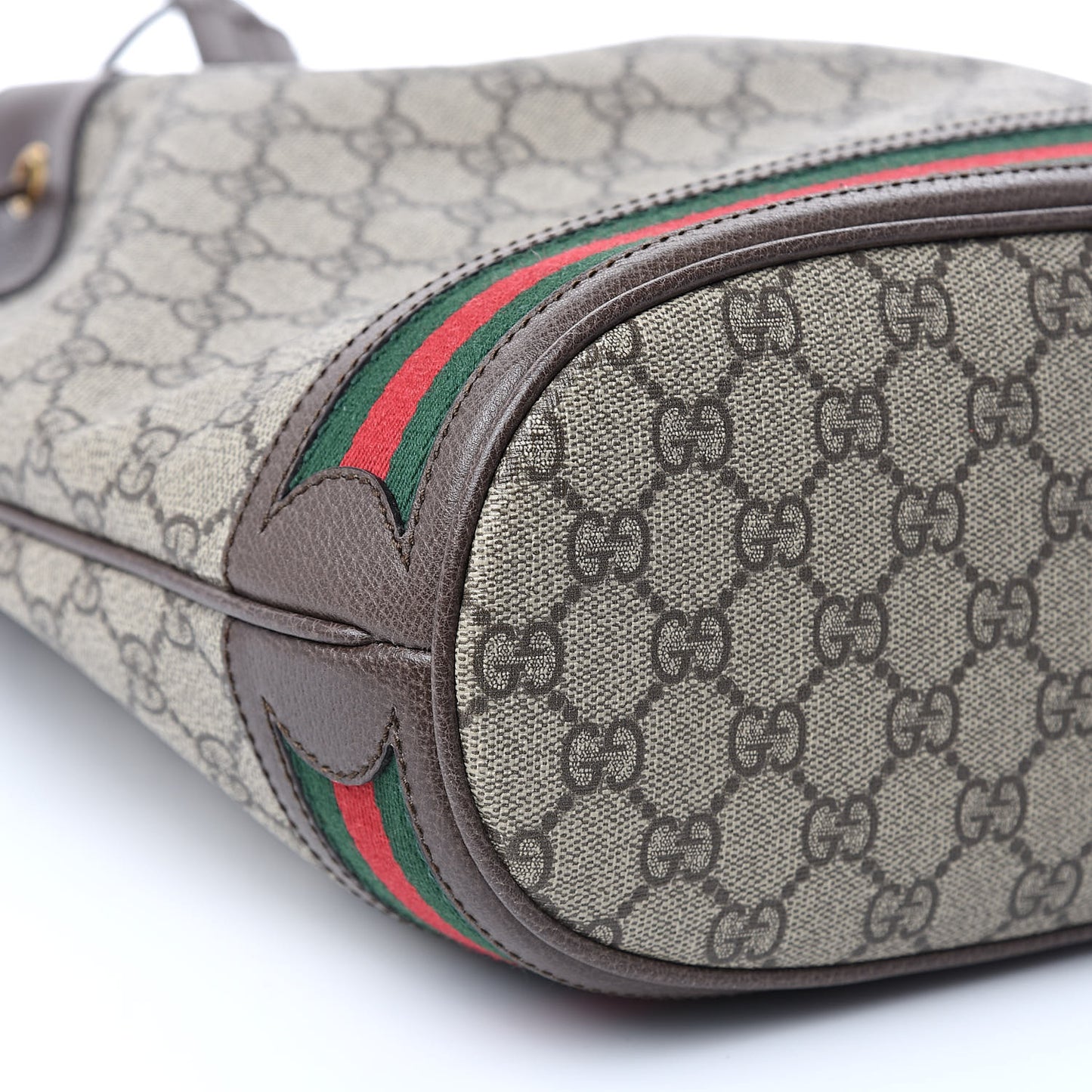 GG Supreme Monogram Web Ophidia Bucket Bag Brown