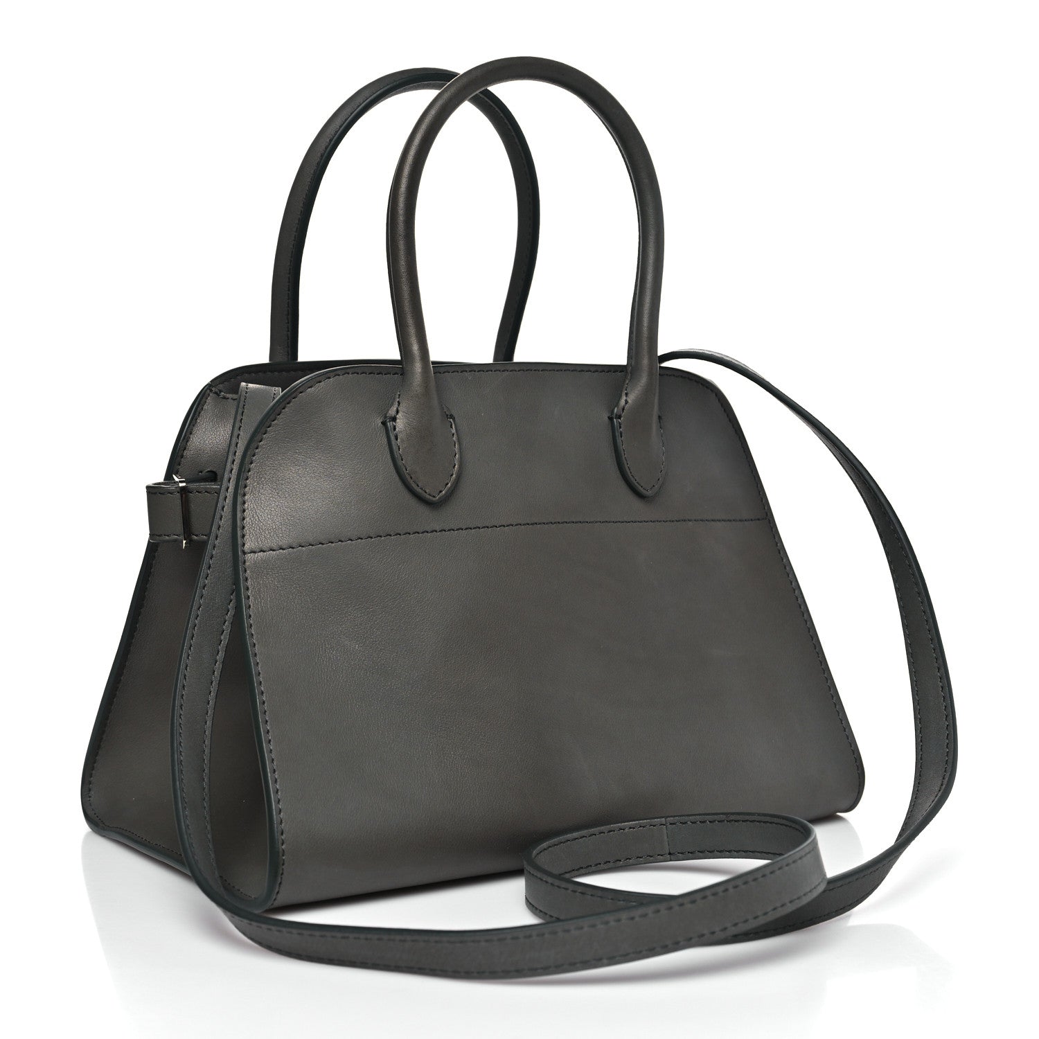 The Row Polished Saddle Calfskin Soft Margaux 10 Bag Koala Grey 3 of 9