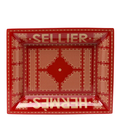 Hermes Porcelain Sellier Change Tray Rouge Or 1 of 6