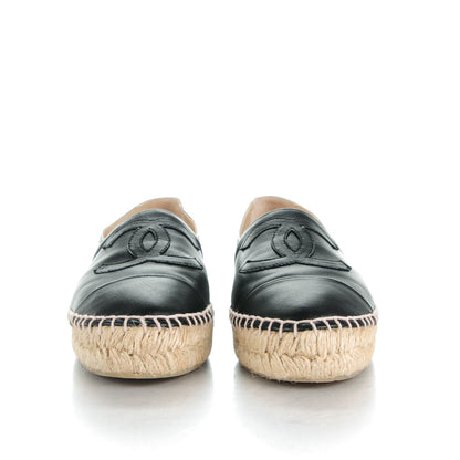 Chanel Lambskin CC Espadrilles 36 Black 2 of 10
