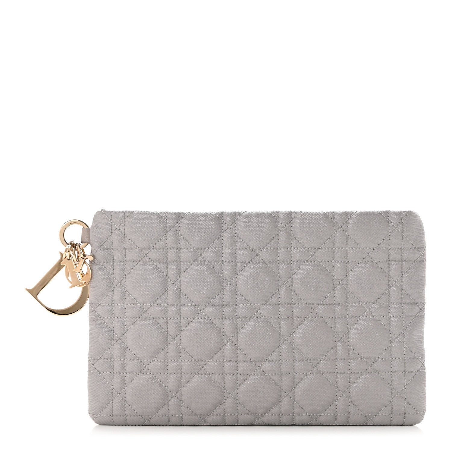 Christian Dior Coated Canvas Cannage Panarea Pouch Silver 1 of 7