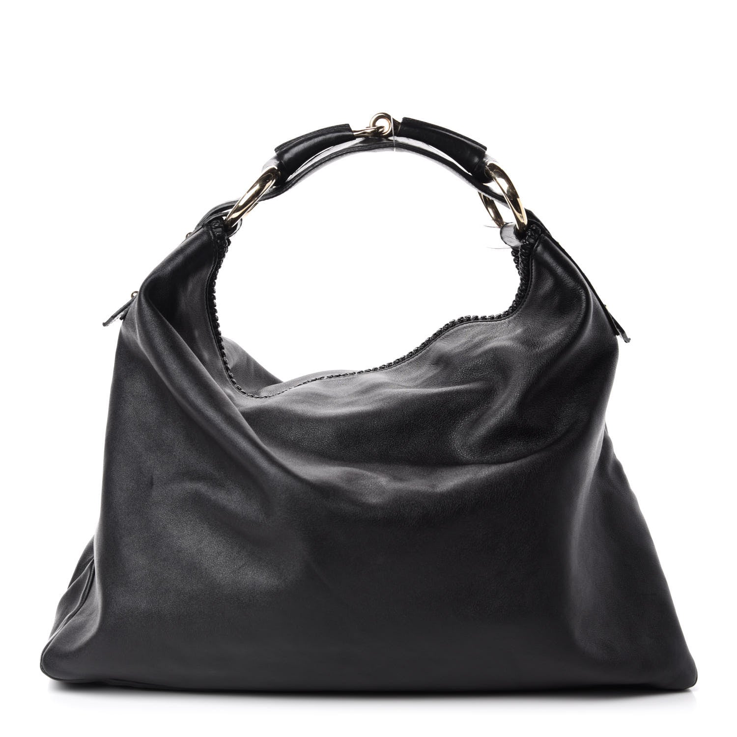 Gucci Calfskin Large Horsebit Chain Hobo Black 1 of 12