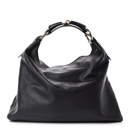 Gucci Calfskin Large Horsebit Chain Hobo Black 1 of 12